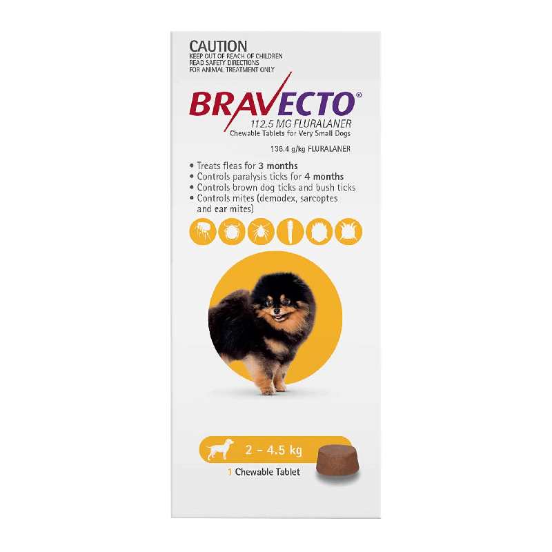 Bravecto Chew 2-4.5kg (yellow) 3 Months Supply - Concord Veterinary 