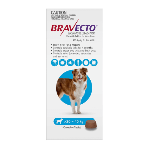 Bravecto Chew 20 - 40kg (blue) 3 Months Supply - Concord Vet Hospital