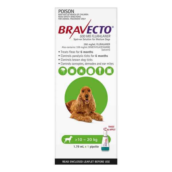 Bravecto Spot On Dog 10 20kg (green)