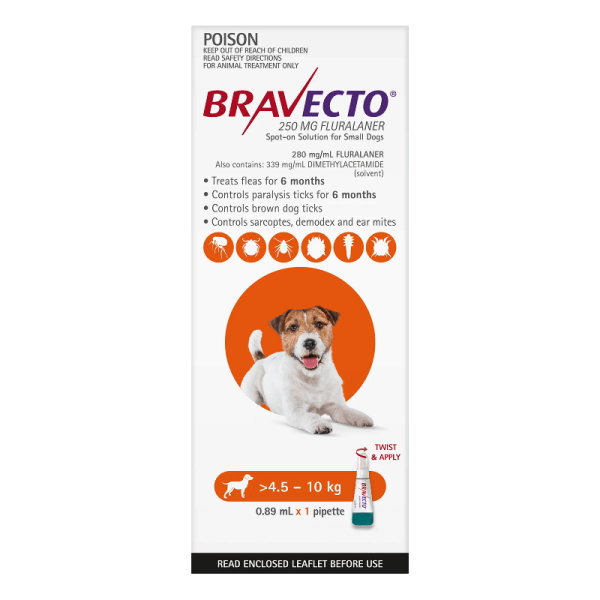 Bravecto Spot On Dog 4.5 10kg (orange)